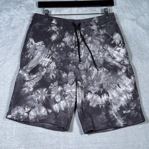 Wellen Shorts Mens Medium‎ Black White Tie Dye Drawstring Organic Cotton Casual